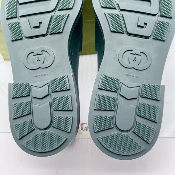 GUCCI Enameled Horsebit Loafer Dark Green Rubber Mens Size UK 11 US 11.5 - Picture 13 of 15